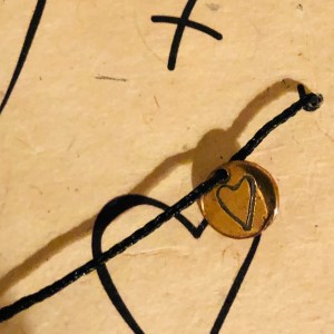 Wish-bracelet "I love you" / narrow Heart - red, red/gold