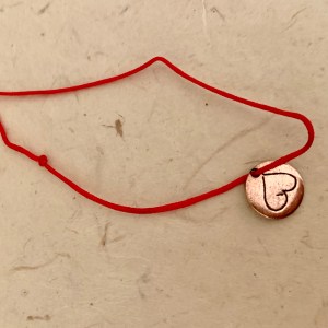 Wish-bracelet  "Thank you" /   round heart  - yellow, red