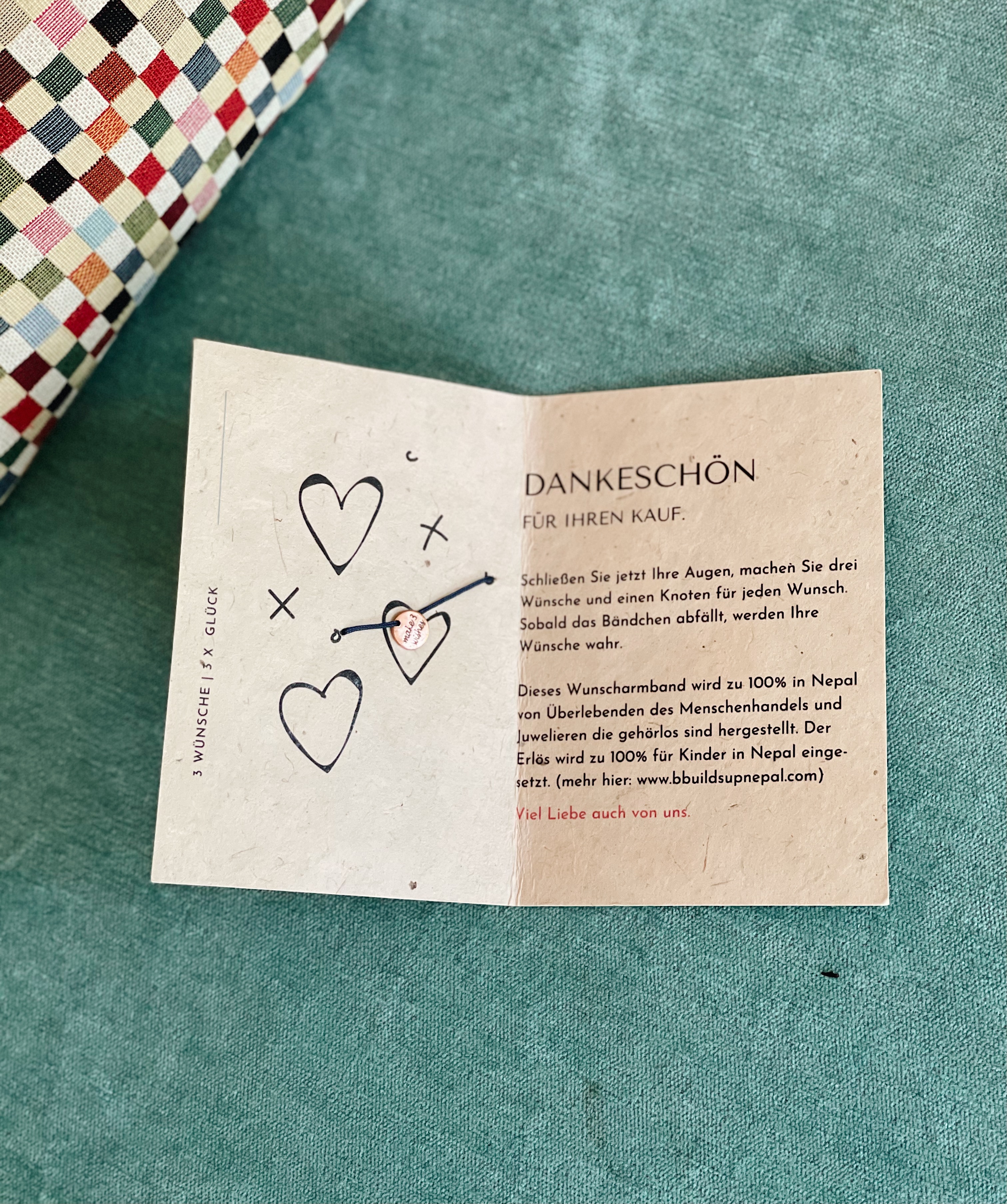 Wunschbändchen "Dankeschön" / Make three wishes – Bild 2