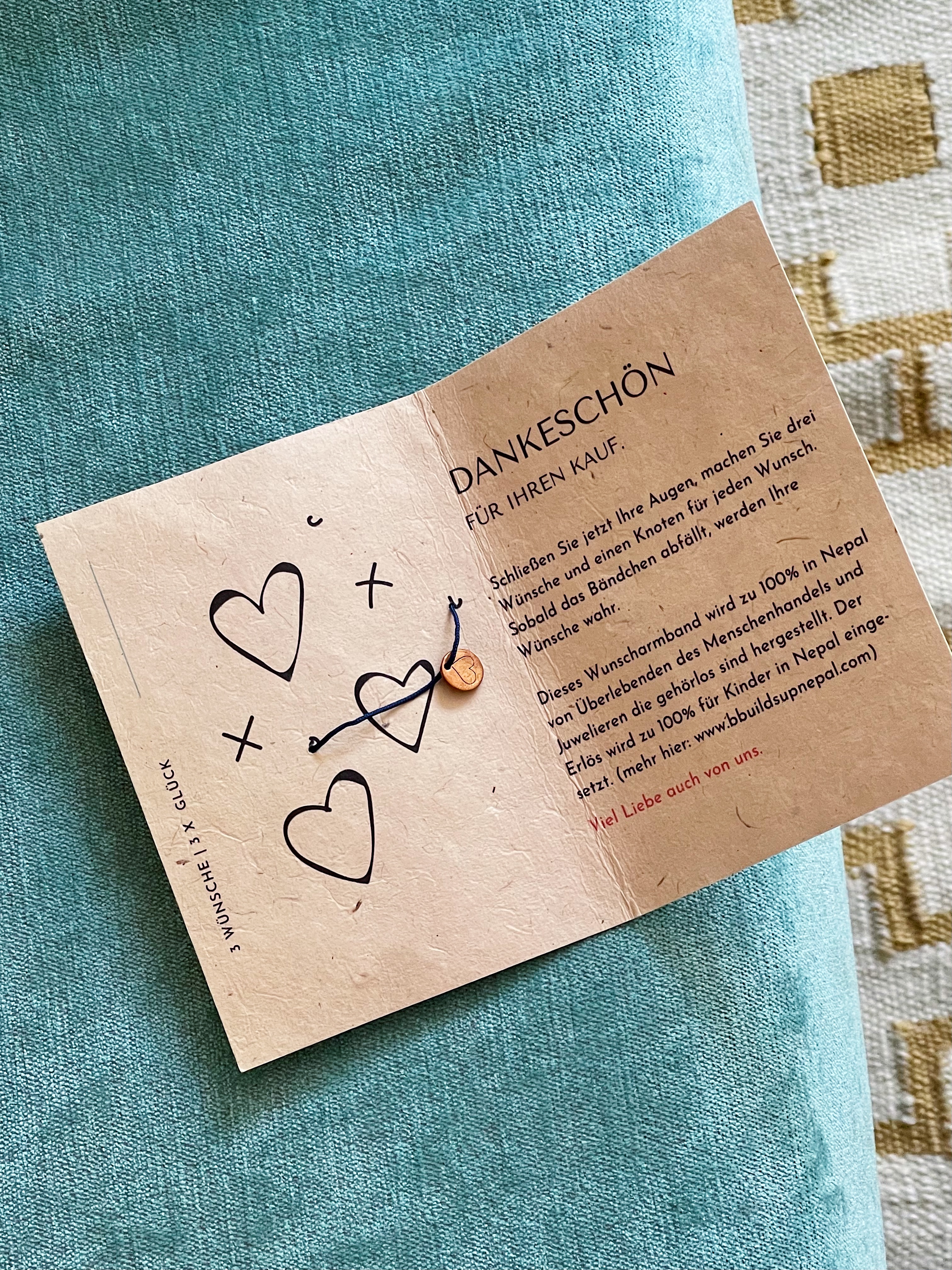 Wunschbändchen "Dankeschön" / 3 Knoten – Bild 3