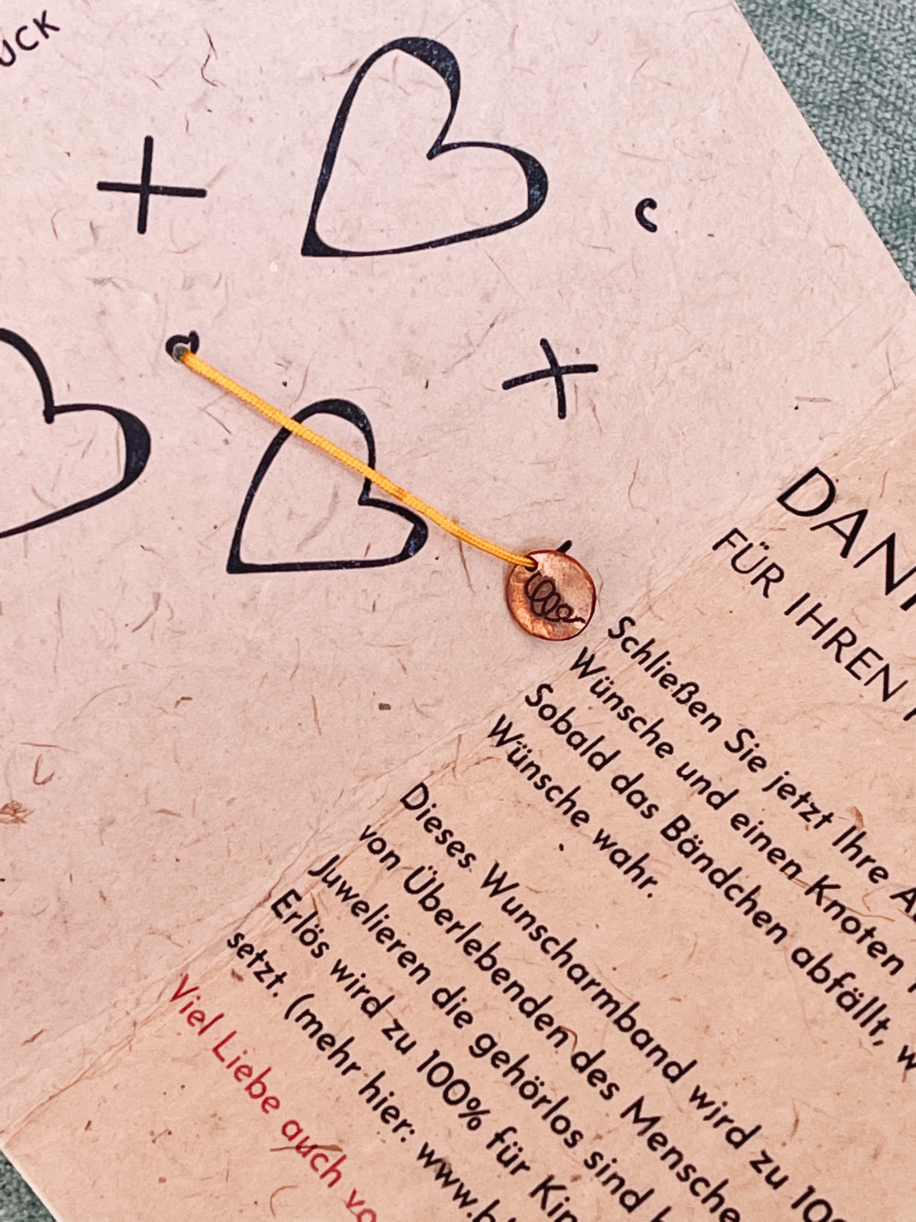 Wunschbändchen "Dankeschön" / 3 Knoten